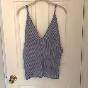 Adrift Navy Blue and White Striped Tank Top